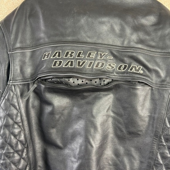 Harley Davidson Black Heavyweight Leather Jacket Mens Size 2XL Motorcycle 2006 - Picture 9 of 15